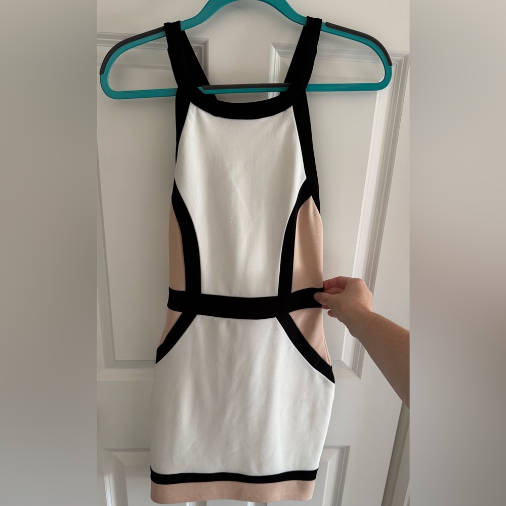 Elegant Black and White Colorblock Dress